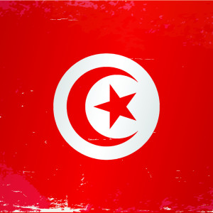 The flag of the African country Tunisia
