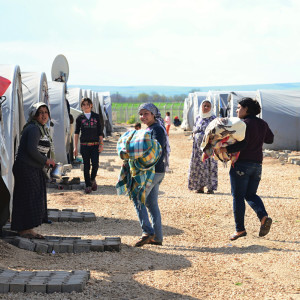 March 30,2015, Suruc in Turkey. Syrian people in refugee camp in Suruc. These people are refugees from Kobane and escaped because of Islamic state attack. March 30,2015, Suruc in Turkey.