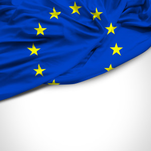 European waving flag on white background